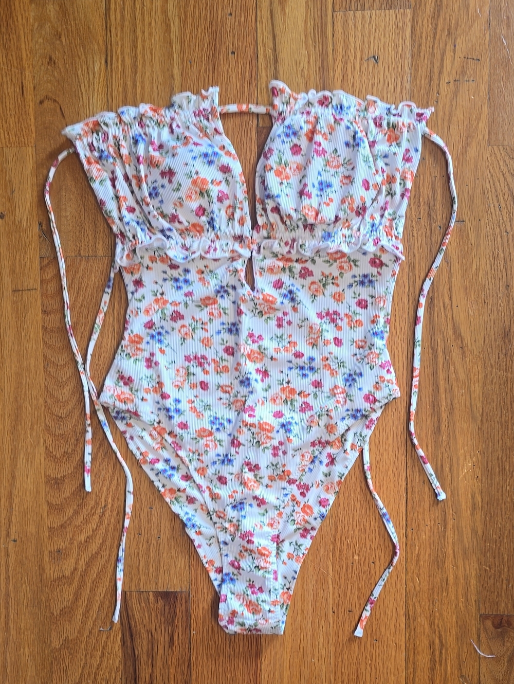Floral One-Piece Swimsuit with Ruffle Trim